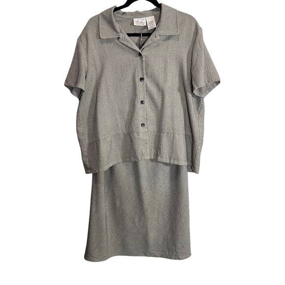 Kathie Lee Collection VTG 2 Piece Skirt Set Buttoned Blouse Size XL houndstooth - Picture 1 of 10